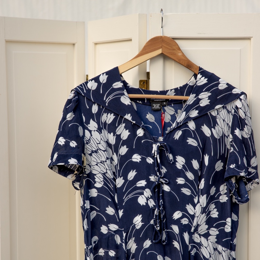 Floral Silk Midi Dress - Picture 2 of 3